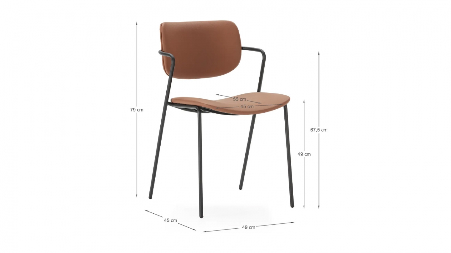 Lot de 2 chaises en simili cuir rouille - Skandi
