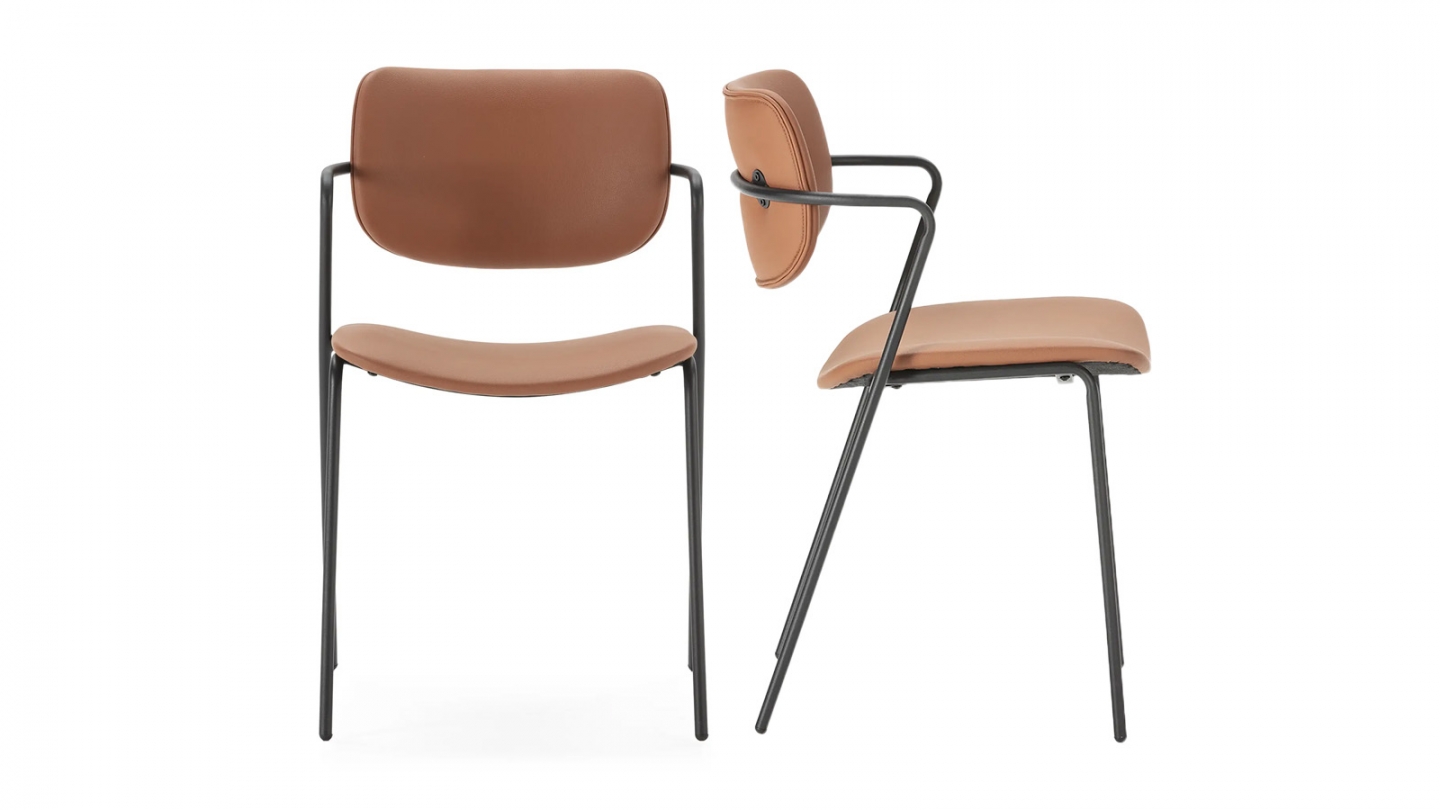 Lot de 2 chaises en simili cuir rouille - Skandi