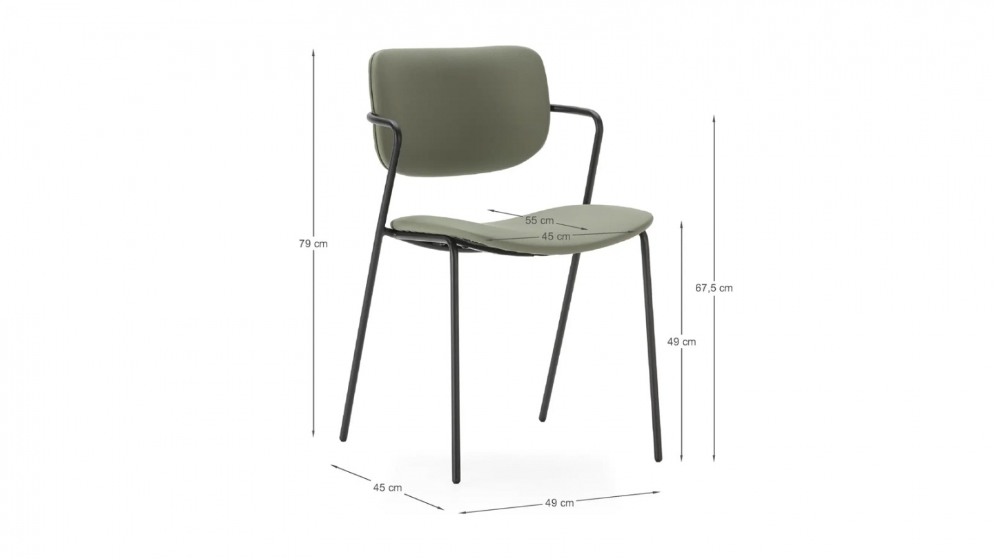 Lot de 2 chaises simili cuir vert olive - Skandi