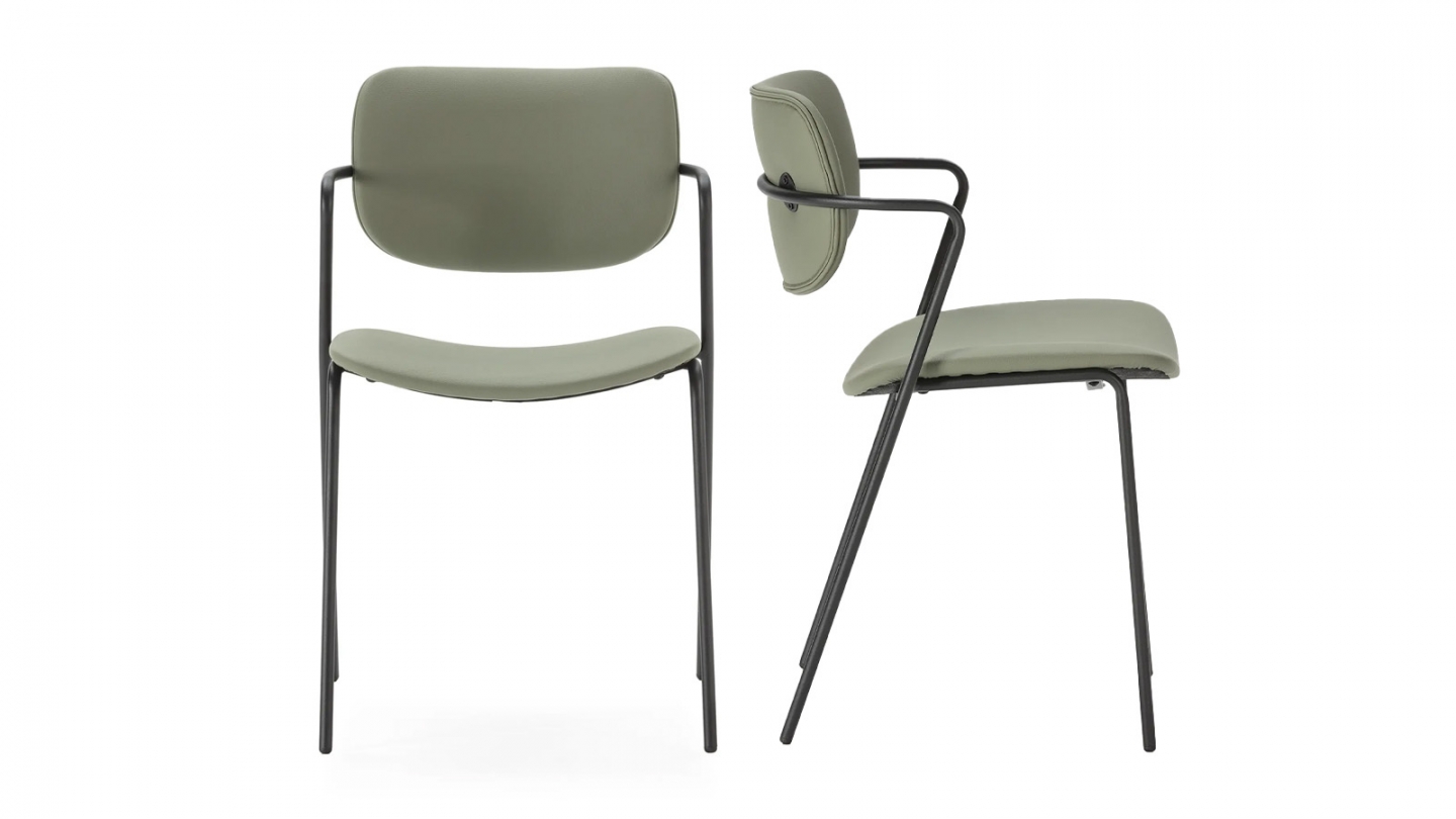 Lot de 2 chaises simili cuir vert olive - Skandi