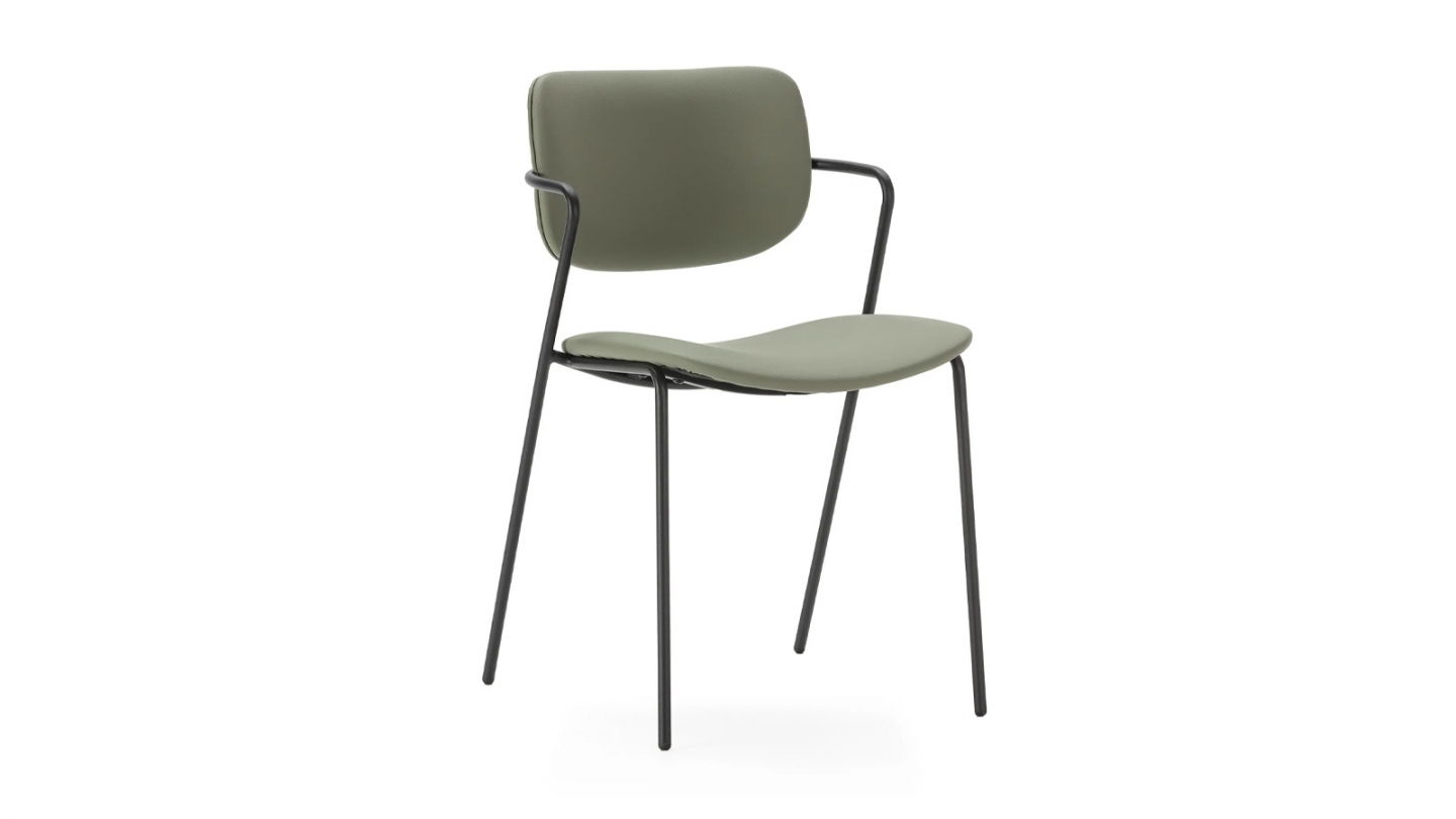 Lot de 2 chaises simili cuir vert olive - Skandi