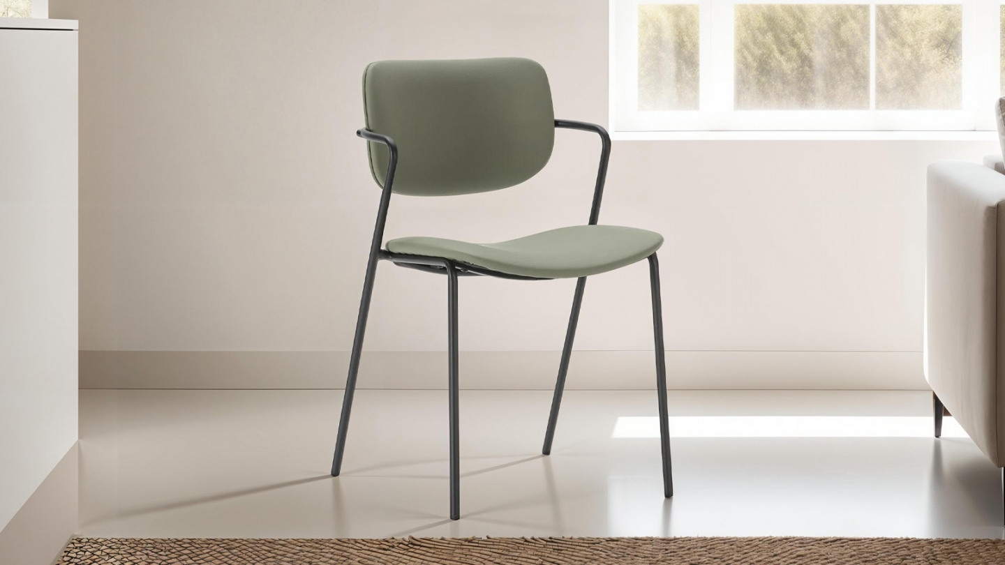Lot de 2 chaises simili cuir vert olive - Skandi