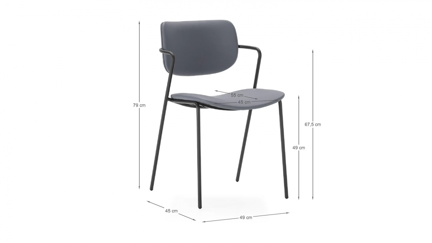 Lot de 2 chaises en simili cuir gris foncé - Skandi