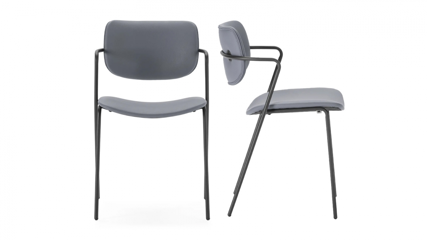 Lot de 2 chaises en simili cuir gris foncé - Skandi