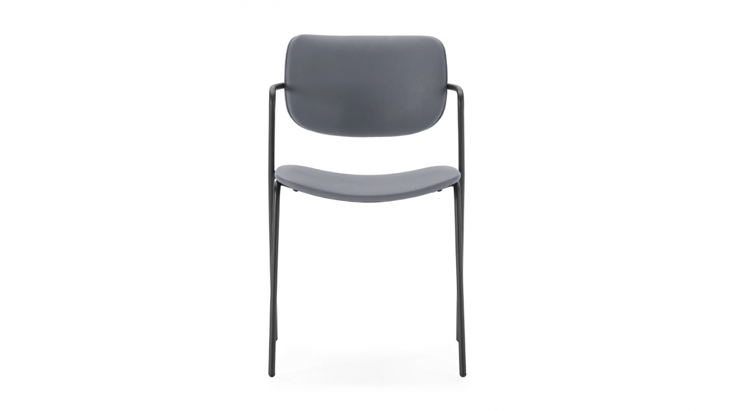 Lot de 2 chaises en simili cuir gris foncé - Skandi