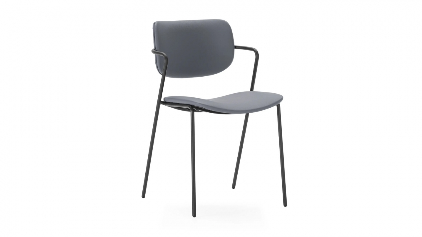 Lot de 2 chaises en simili cuir gris foncé - Skandi