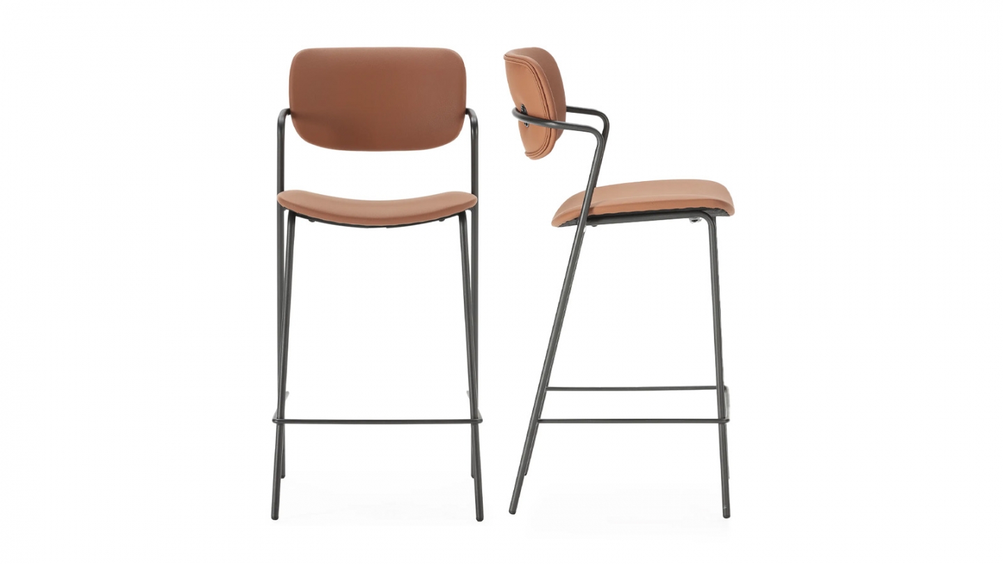 Lot de 2 tabourets de bar en simili cuir rouille - Skandi