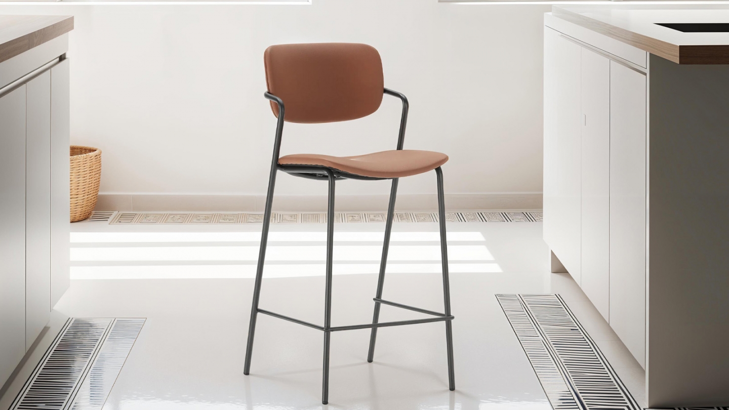 Lot de 2 tabourets de bar en simili cuir rouille - Skandi