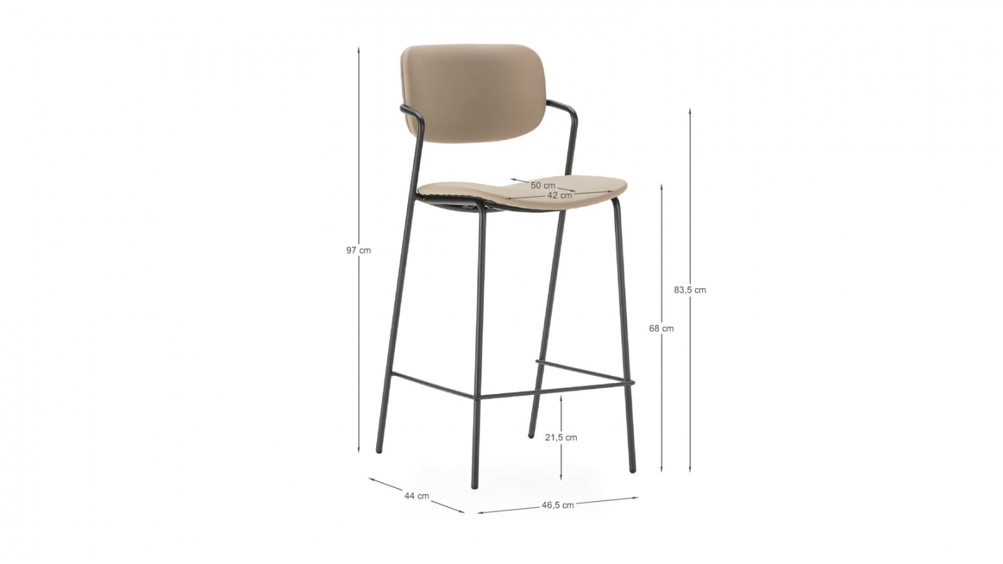 Lot de 2 tabourets de bar en simili cuir taupe - Skandi