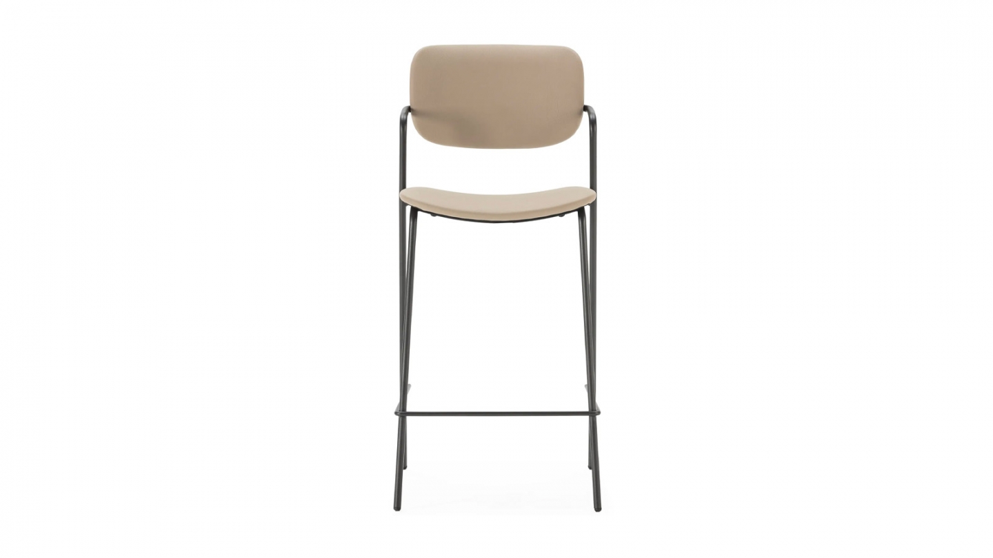 Lot de 2 tabourets de bar en simili cuir taupe - Skandi
