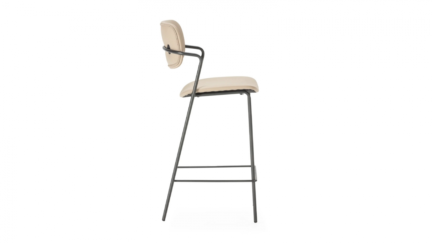 Lot de 2 tabourets de bar en simili cuir taupe - Skandi
