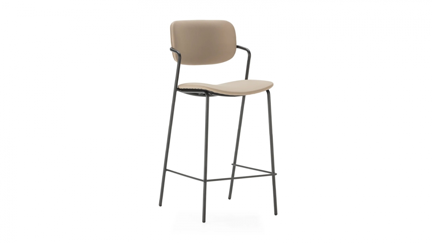 Lot de 2 tabourets de bar en simili cuir taupe - Skandi