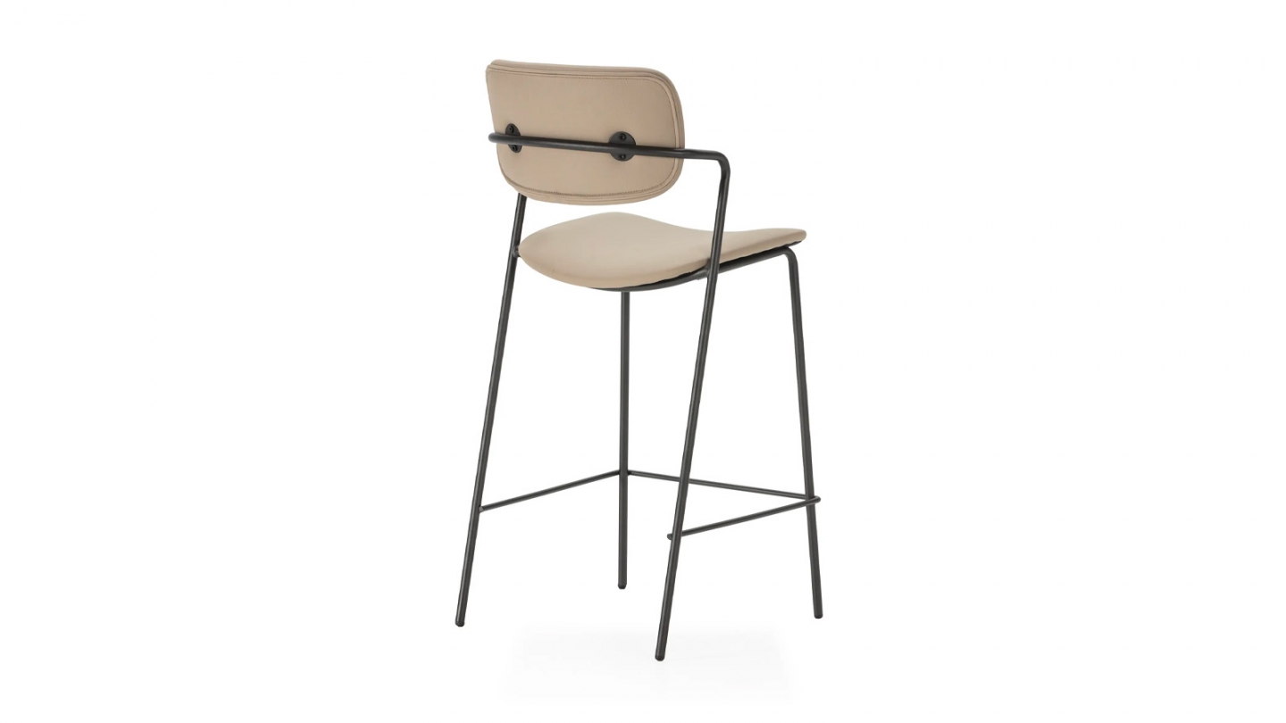 Lot de 2 tabourets de bar en simili cuir taupe - Skandi