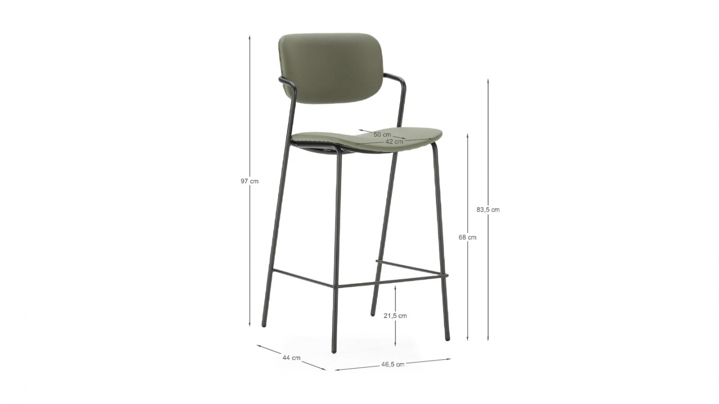 Lot de 2 tabourets de bar en simili cuir vert olive - Skandi