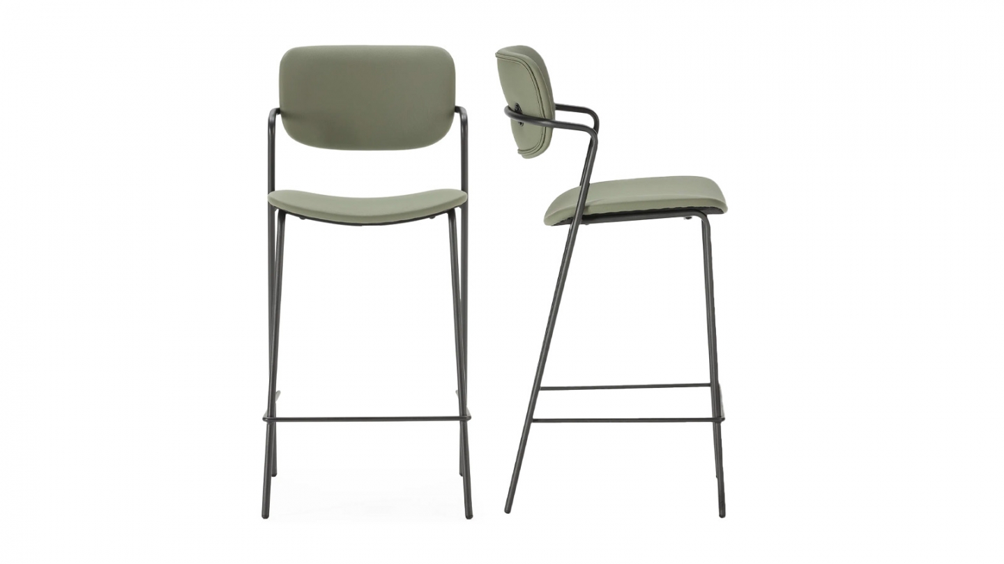 Lot de 2 tabourets de bar en simili cuir vert olive - Skandi