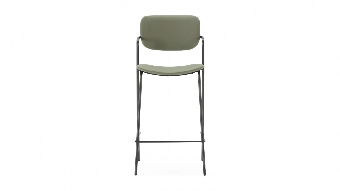 Lot de 2 tabourets de bar en simili cuir vert olive - Skandi