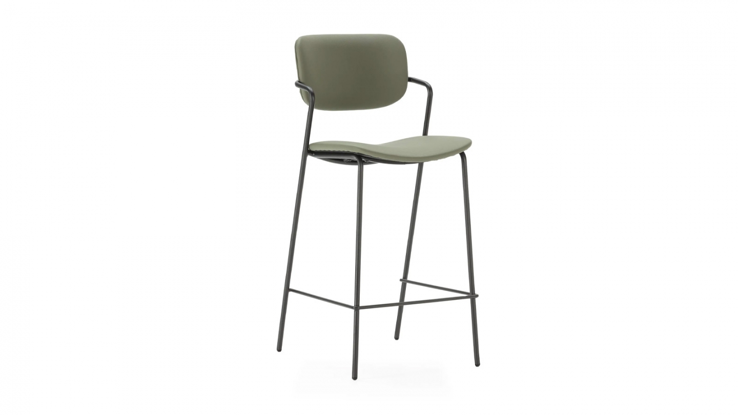 Lot de 2 tabourets de bar en simili cuir vert olive - Skandi
