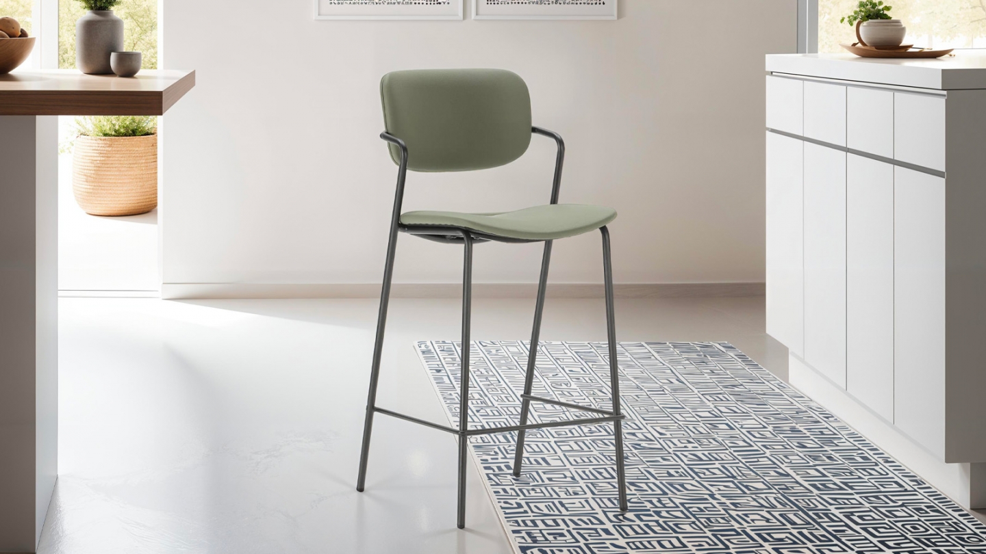 Lot de 2 tabourets de bar en simili cuir vert olive - Skandi