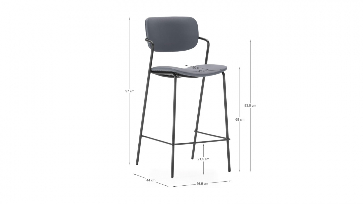 Lot de 2 tabourets de bar en simili cuir gris foncé - Skandi