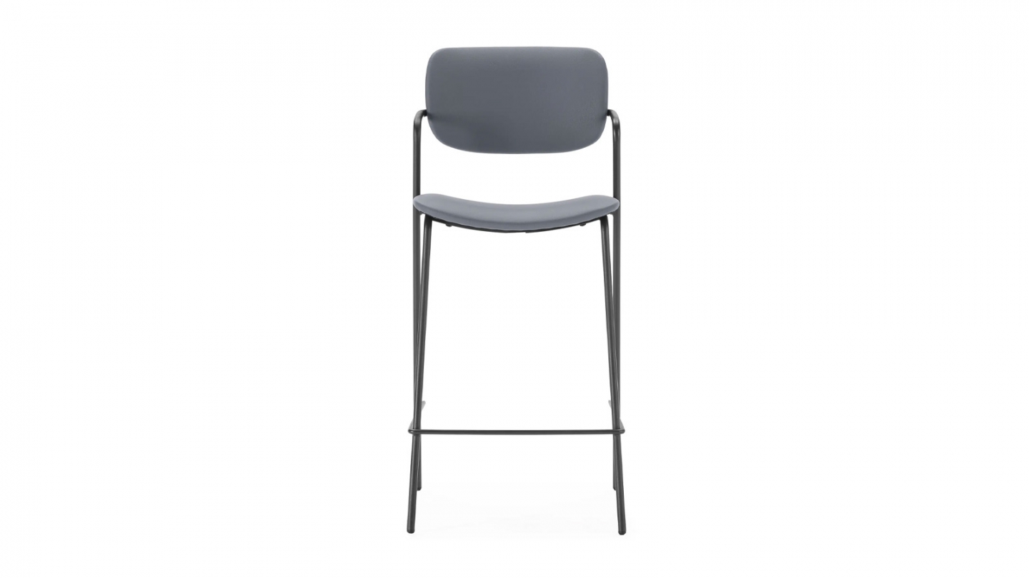 Lot de 2 tabourets de bar en simili cuir gris foncé - Skandi