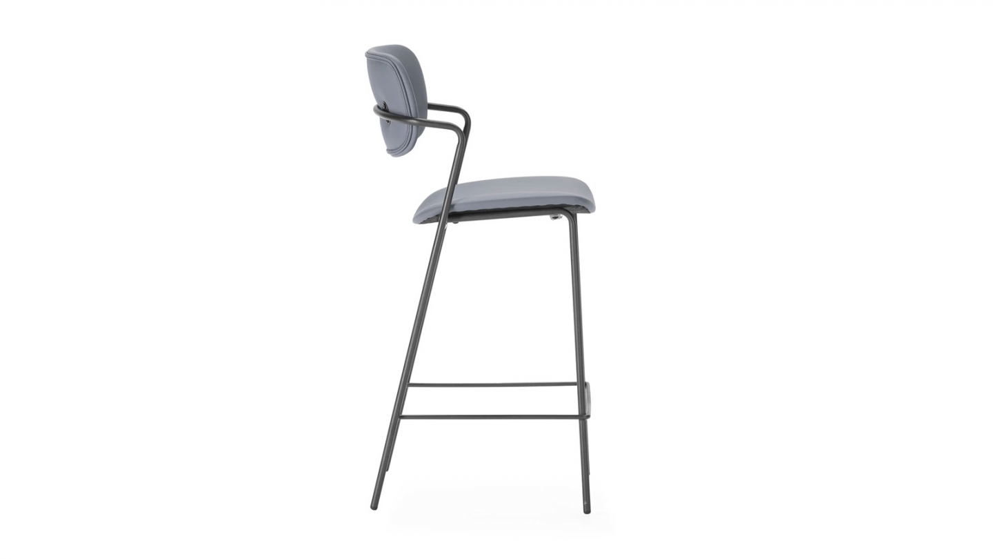 Lot de 2 tabourets de bar en simili cuir gris foncé - Skandi