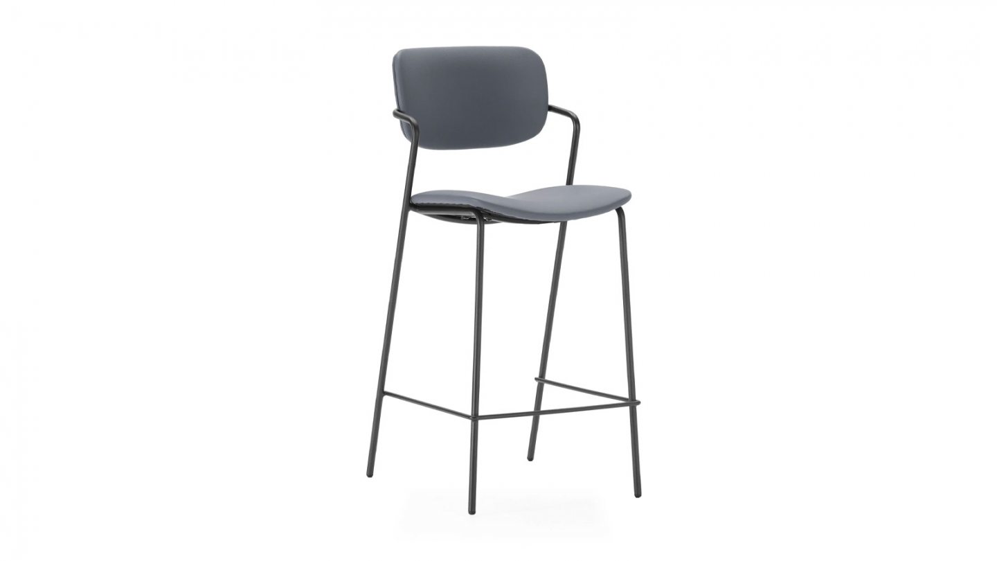 Lot de 2 tabourets de bar en simili cuir gris foncé - Skandi