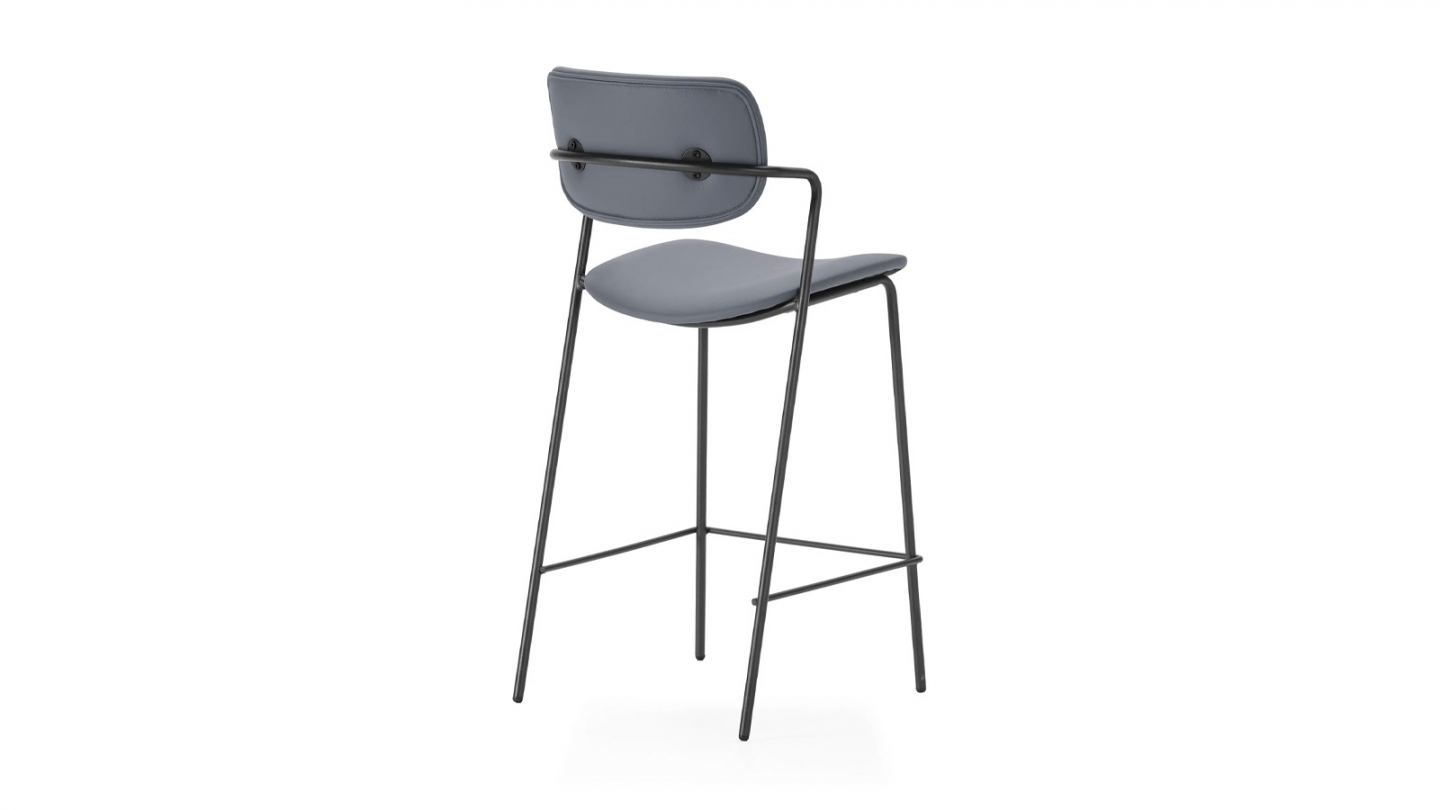 Lot de 2 tabourets de bar en simili cuir gris foncé - Skandi