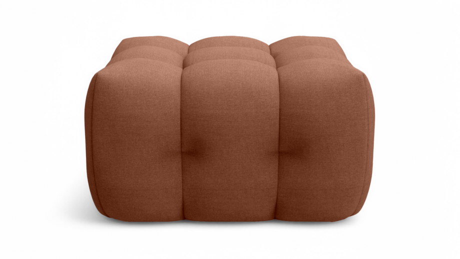 Pouf capitonné en tissu chenille terracotta - Cester
