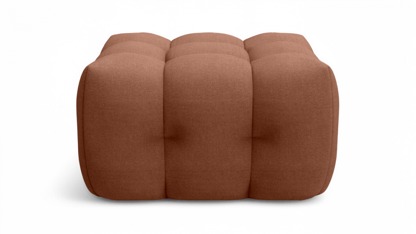 Pouf capitonné en tissu chenille terracotta - Cester