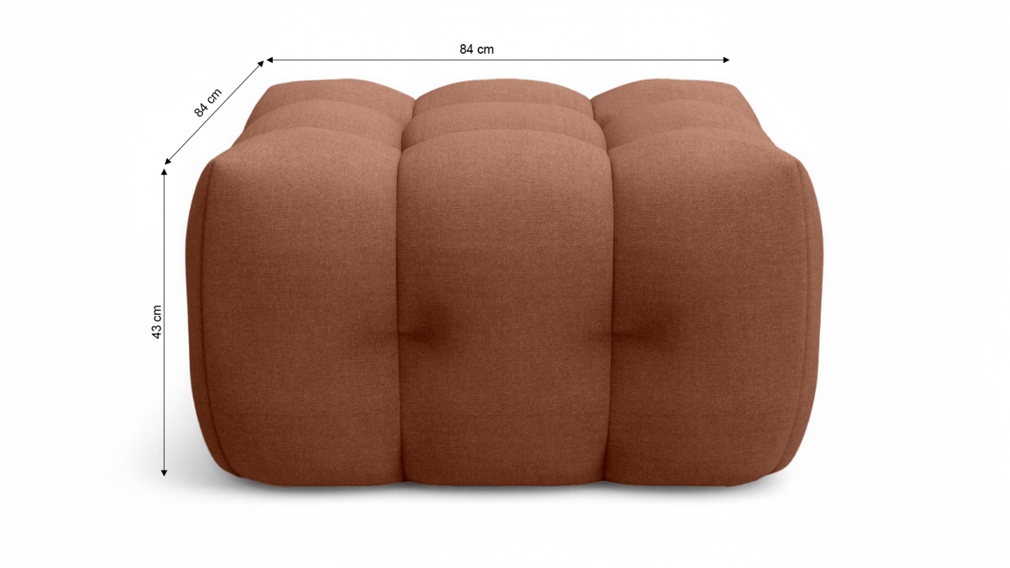 Pouf capitonné en tissu chenille terracotta - Cester