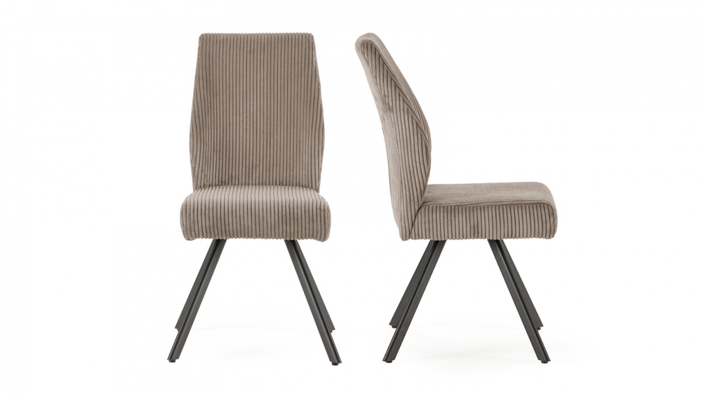 Lot de 4 chaises en velours côtelé gris clair - Lagom