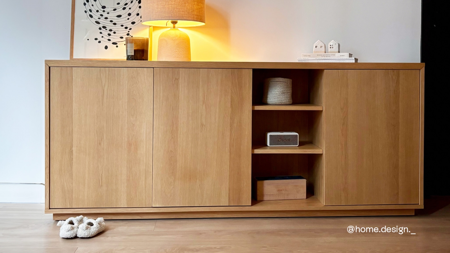Buffet 3 portes placage chêne/frêne 180 cm - Odda