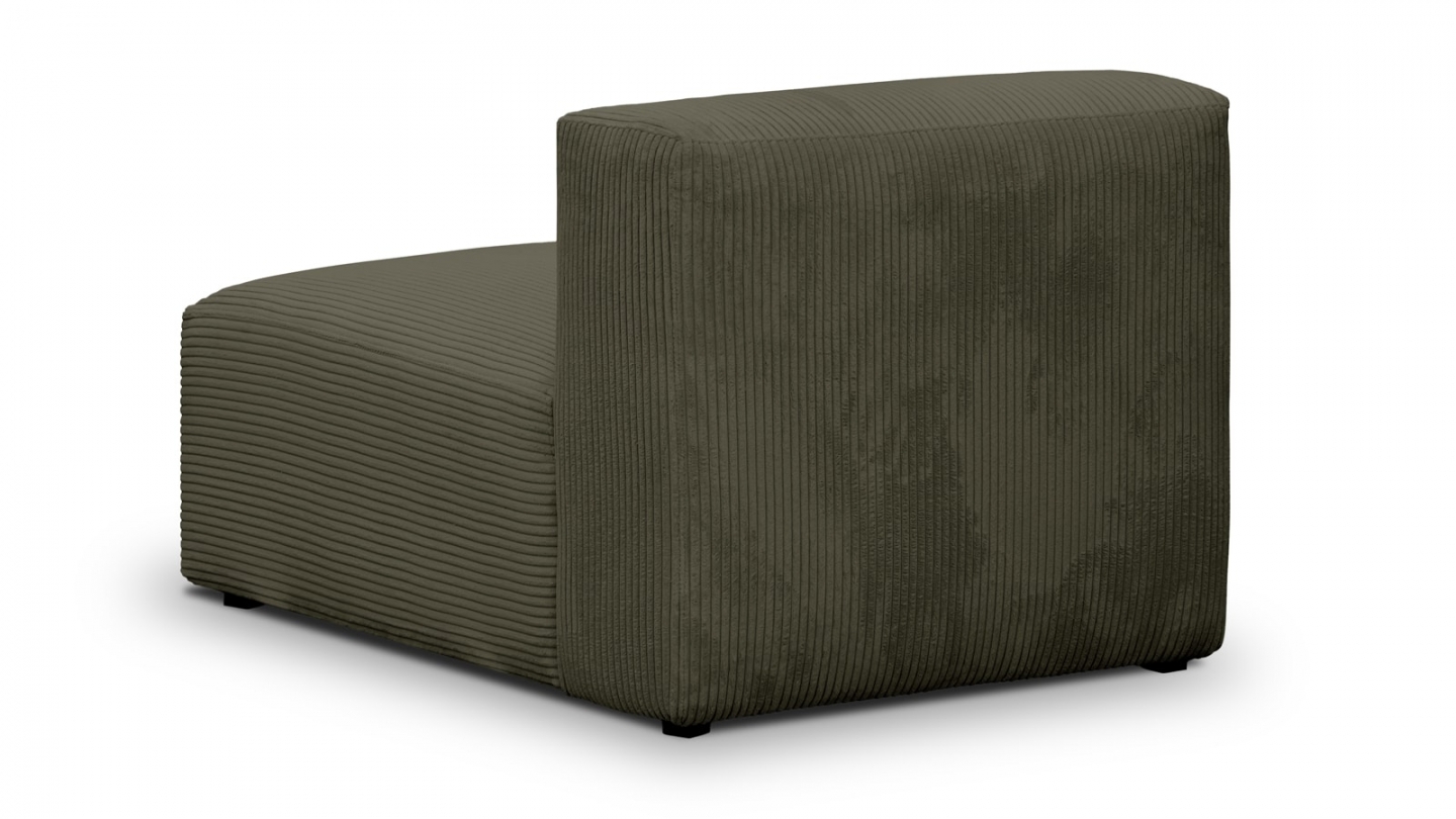 Canapé modulable panoramique 9 places ouvert à droite + pouf en velours côtelé vert kaki - Modulo