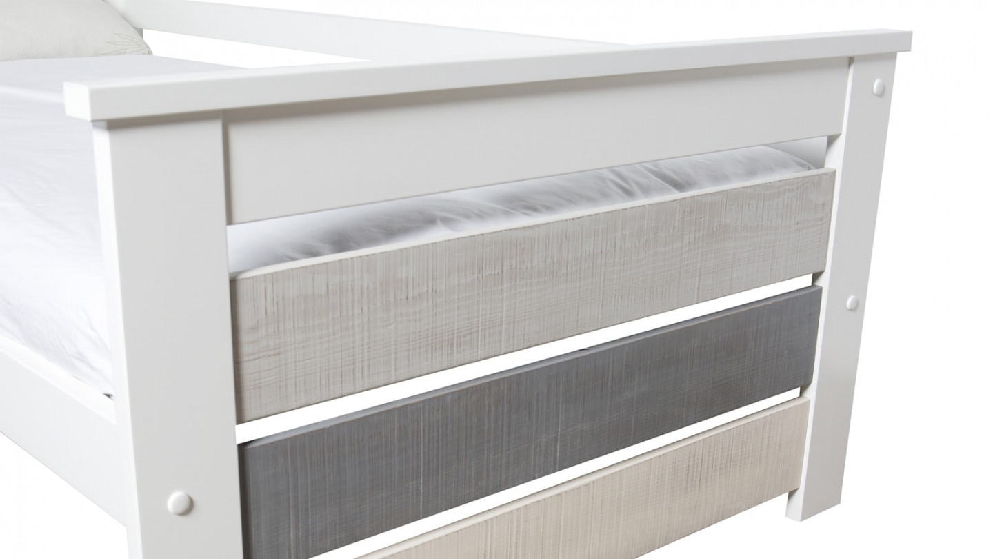Lit gigogne adulte 90x190 cm en bois blanc / gris - Isaline
