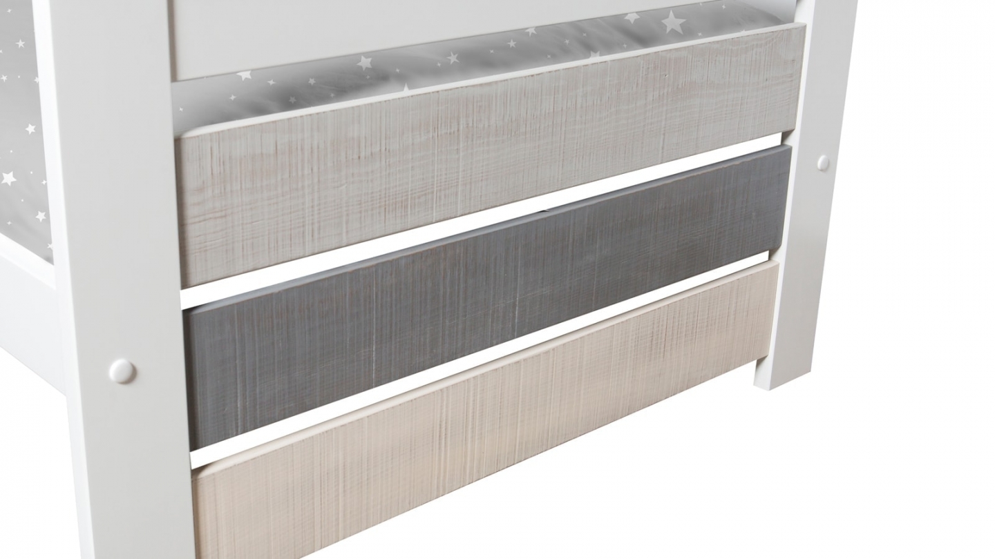 Lit gigogne adulte 90x190 cm en bois blanc / gris - Isaline