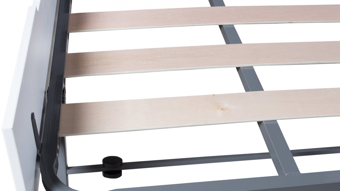 Lit gigogne adulte 90x190 cm en bois blanc / gris - Isaline