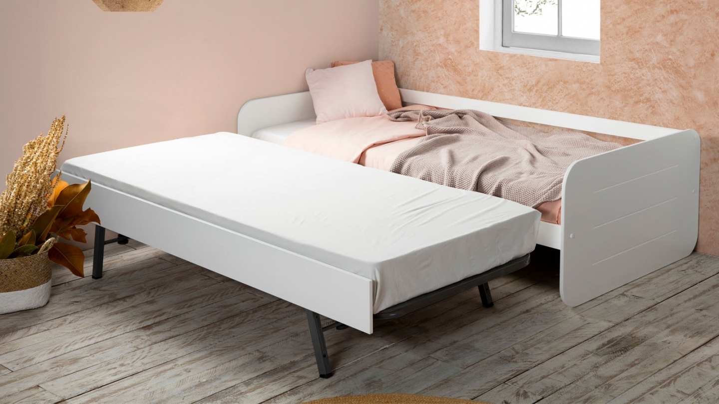 Lit gigogne enfant 90x190 cm en bois blanc - Felix