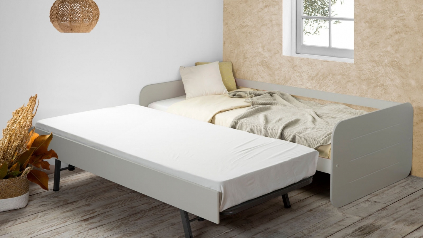 Lit gigogne enfant 90x190 cm en bois gris - Felix