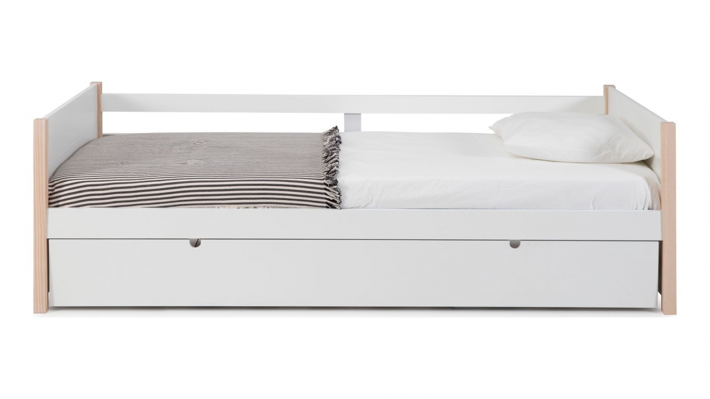 Lit gigogne enfant 90x190 cm en bois blanc - Margot