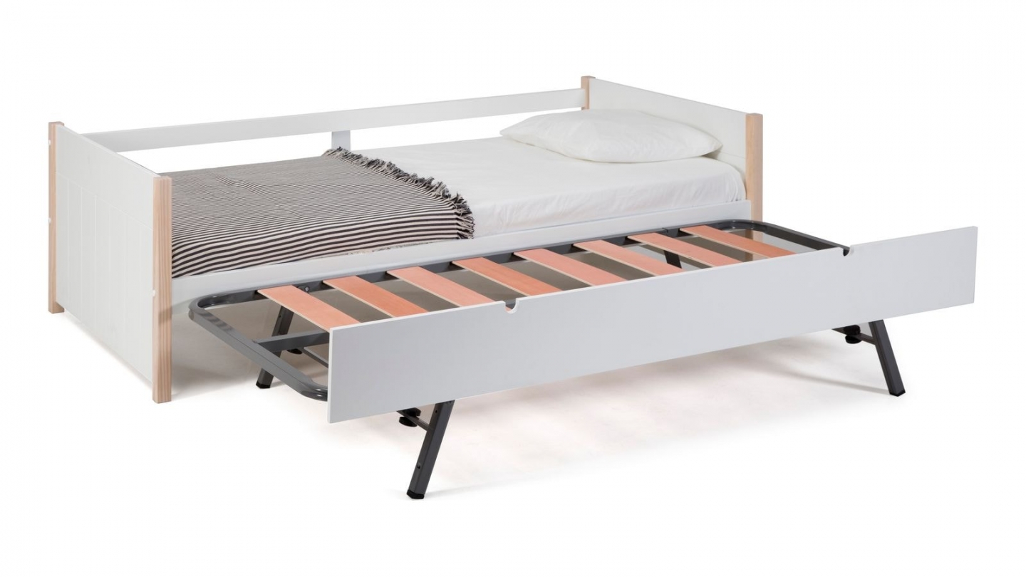 Lit gigogne enfant 90x190 cm en bois blanc - Margot