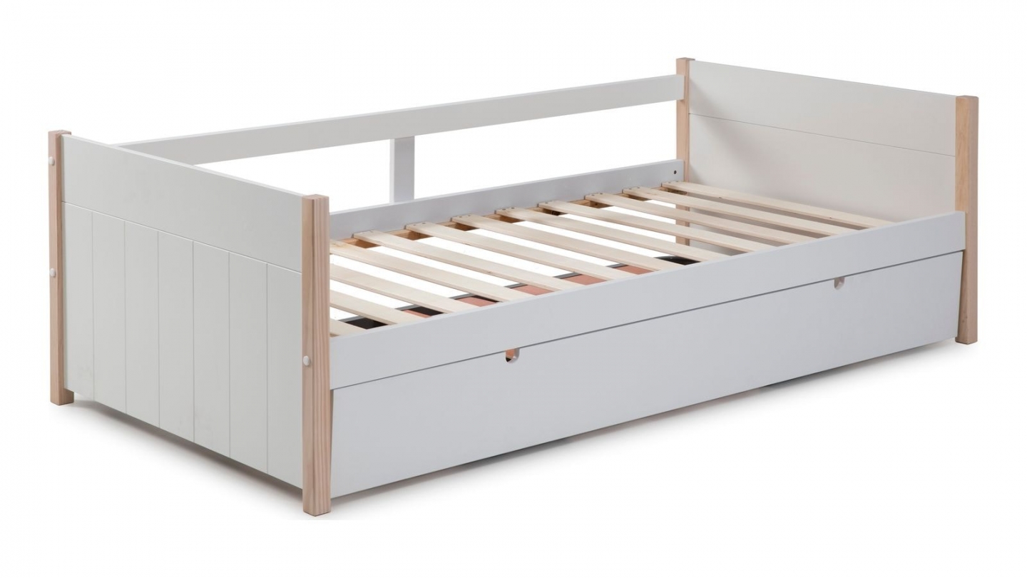 Lit gigogne enfant 90x190 cm en bois blanc - Margot