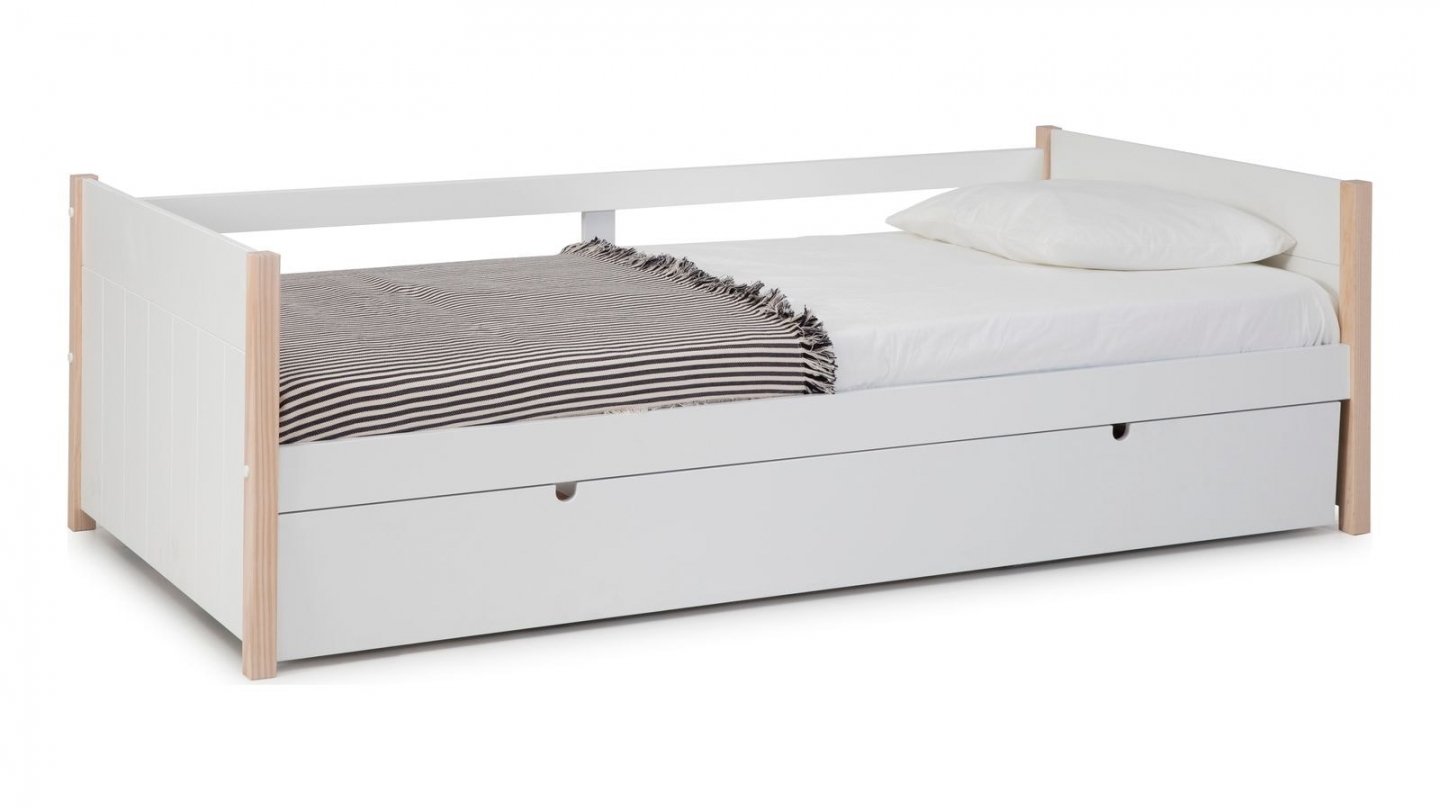 Lit gigogne enfant 90x190 cm en bois blanc - Margot