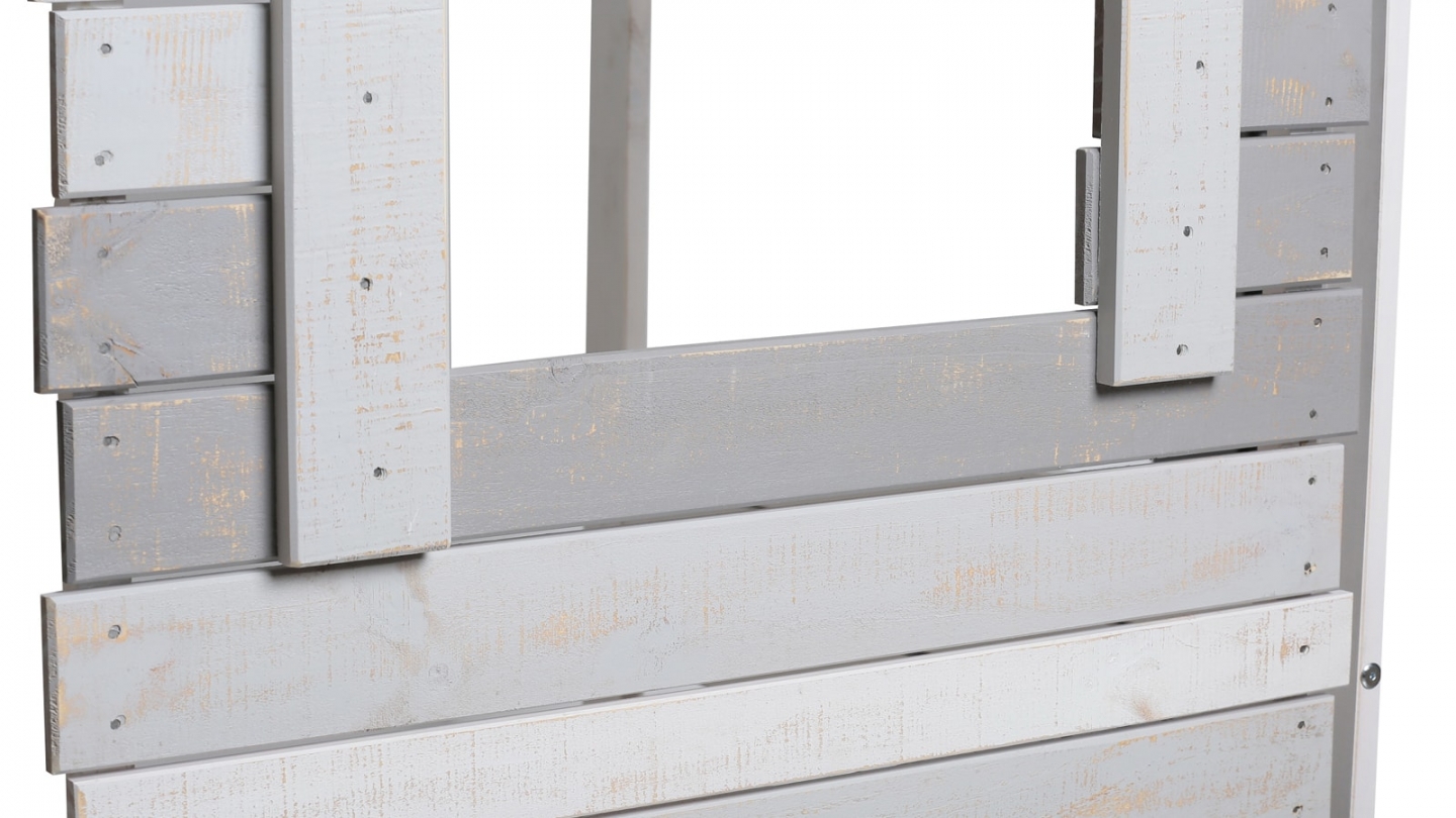Lit cabane enfant rustique 90x190 cm en bois clair / gris - Sue
