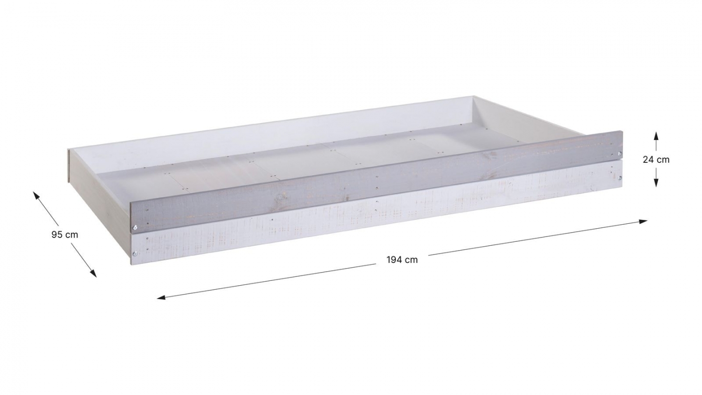 Tiroir pour lit cabane enfant rustique 90x190 cm en bois clair / gris - Sue