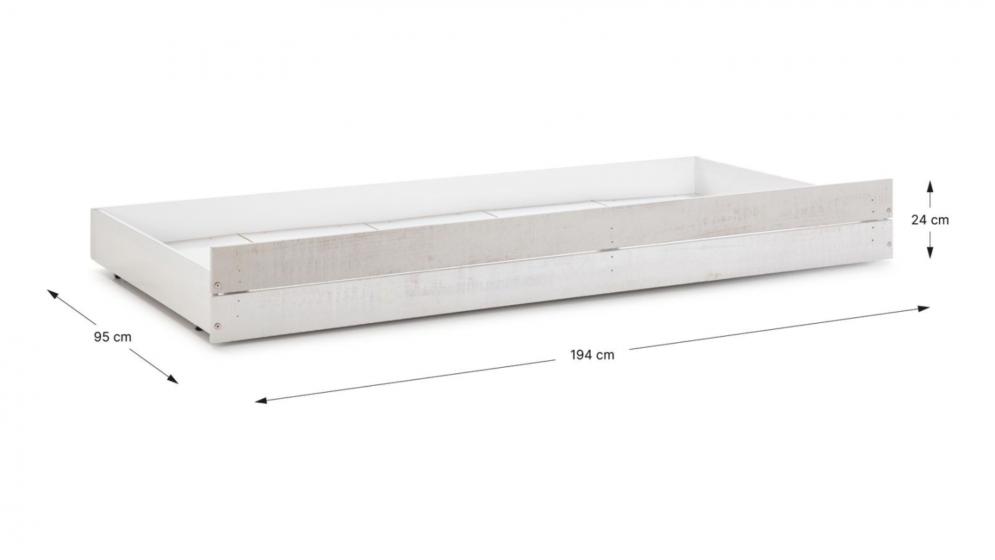 Tiroir pour lit cabane 90x190 cm en bois blanchi / gris - Emile