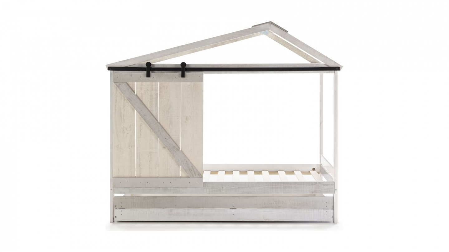 Tiroir pour lit cabane 90x190 cm en bois blanchi / gris - Emile