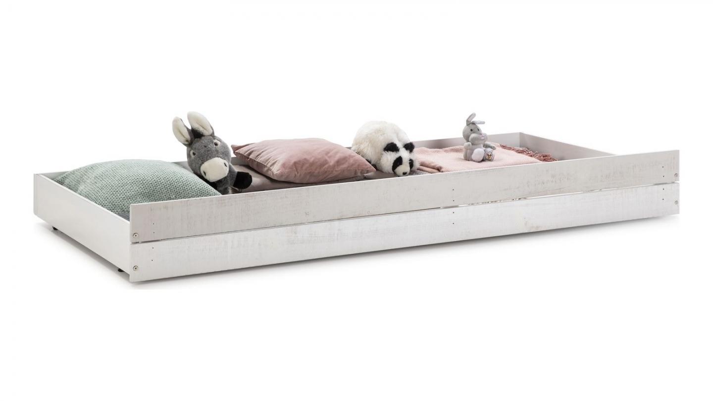 Tiroir pour lit cabane 90x190 cm en bois blanchi / gris - Emile
