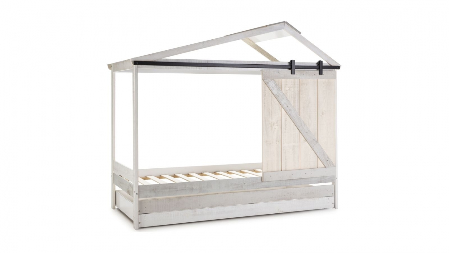 Tiroir pour lit cabane 90x190 cm en bois blanchi / gris - Emile