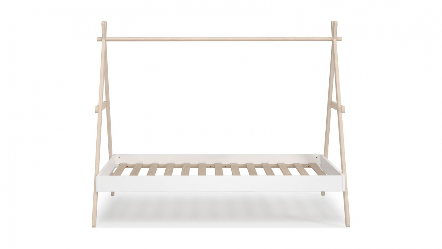Lit tipi enfant ajustable 90x190 cm en bois clair / blanc - Annie