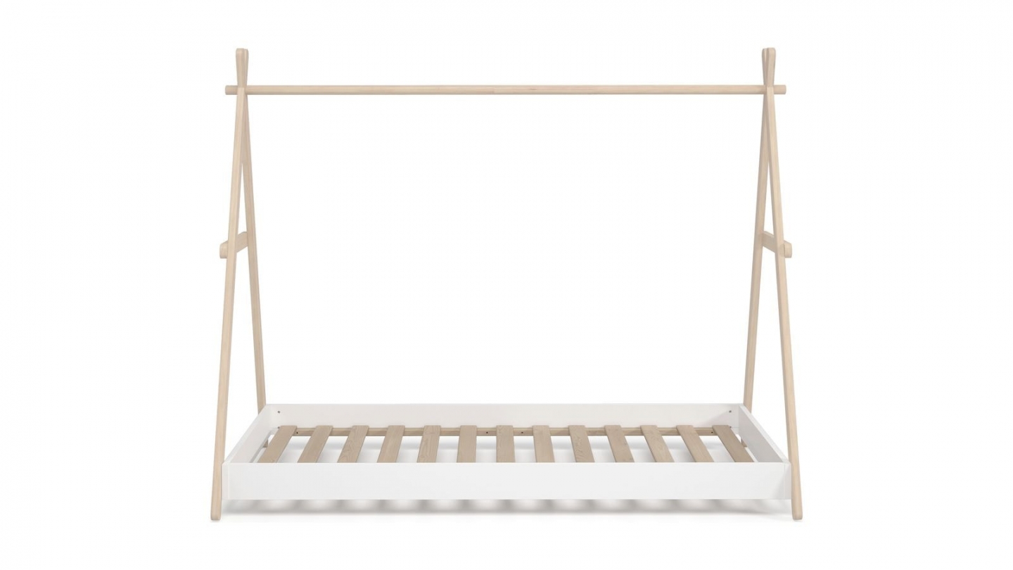 Lit tipi enfant ajustable 90x190 cm en bois clair / blanc - Annie